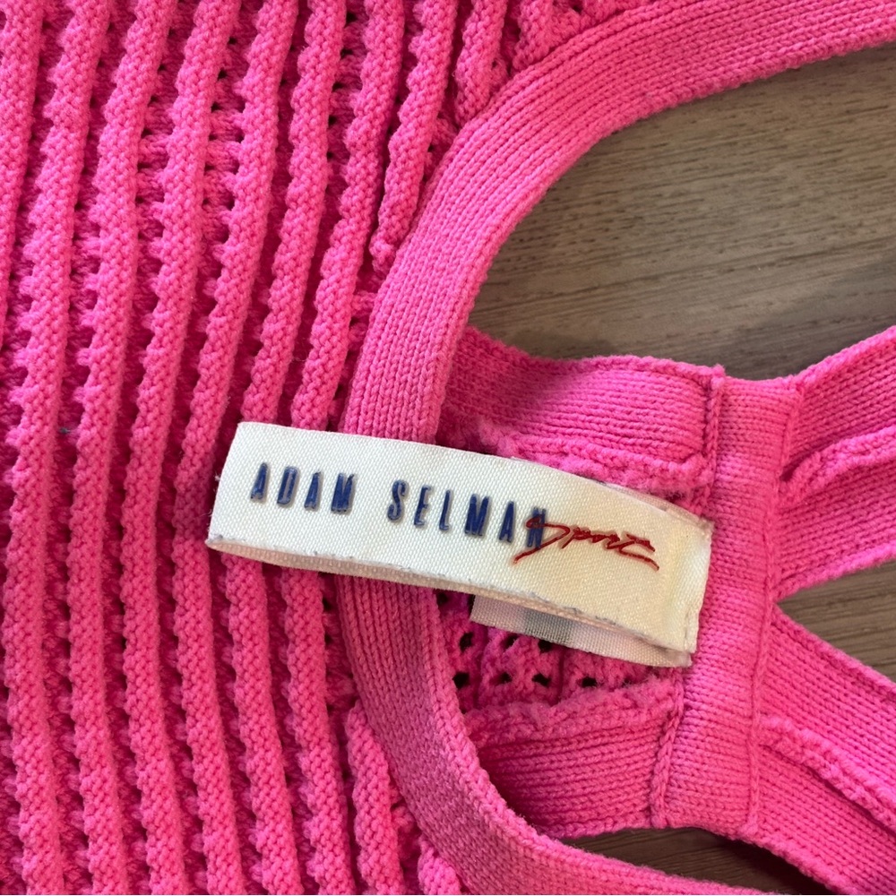 Adam Selman Sport Rib Knit Pointelle Crop Tank in bubblegum pink - Picture 5 of 6